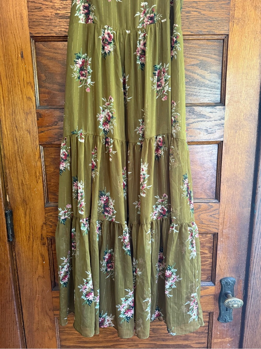 MADEWELL Cami Tiered Midi Dress Smocked Back Spaghetti Straps Flowy Loose US 10 - Picture 3 of 13